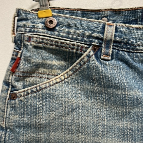 𝅺hollister Jean Skirt Distressed Mini Skirt size 11 - Picture 2 of 8